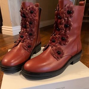 Bruno Premi Anthropologie Floral Ankle Combat Boots 39